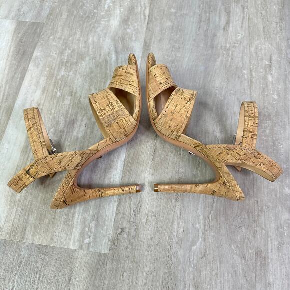 Schutz Gwen Ankle Strap Sandals Cork Neutral Size 6 - Picture 4 of 8